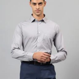 Cantabil Grey Cotton Regular fit Solid Shirts-image-31