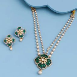 Kushal's Fashion Jewellery Green Gold-Tone Plated Set for Women-picture-15