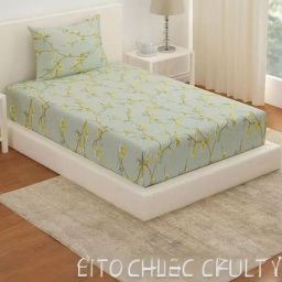 @Home Arias Green 225 TC Cotton Satin Single Bedsheet with 1 Pillow Cover-image-6