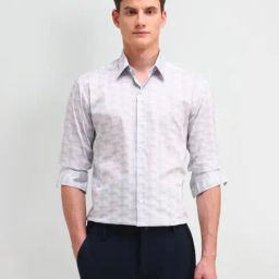 Arrow New York Blue Slim Fit Printed Shirt-image-14
