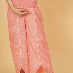Meeranshi Animal Printed Relaxed Flared High-Rise Maternity Pleated Cotton Trousers-image-70