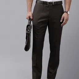 Park Avenue Men Checked Smart Fit Formal Trousers-image-31