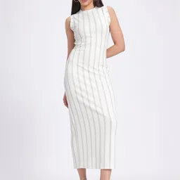 glitchez Basically Ribbed Vertically Striped Maxi Bodycon Slip Dress-picture-40
