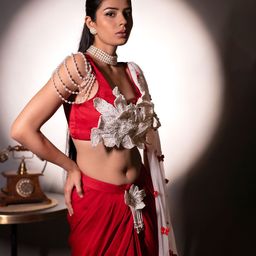 THE BEHRUZ THEORY Embroidered Thread Work Foil Print Ready to Wear Lehenga & Blouse With Dupatta image 2