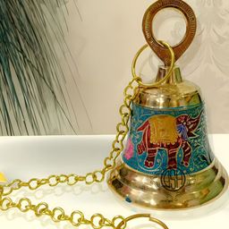 DSH Crafting Your Curiosity Blue & Gold Toned Textured Pooja Hanging Bells-59
