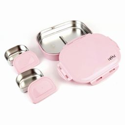 Hoom Plastic Stainless Steel Made Lunch Box with 2 Small Boxes - Pink-picture-11