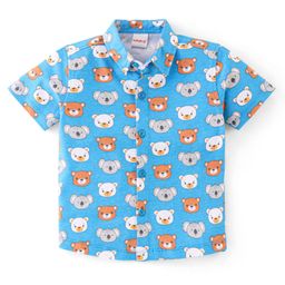 Babyhug 100% Cotton Knit Half Sleeves Shirt Bear Print - Blue-image-22