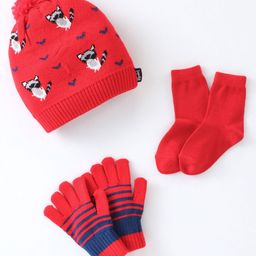 Model Set of Woollen Cap Gloves Socks Animal Print - Diameter 11.5 cm (Colour May Vary)-image-36