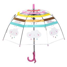 CHAATEWALA Striped & Clouds Printed Dome Shaped Transparent Umbrella - Multi Colour-19