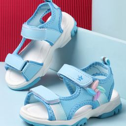 Cute Walk by Babyhug Sandals with Velcro Closure & Floral Applique - Blue-image-62