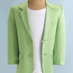 Babyhug Woven  Full Sleeves Solid Blazer With T-Shirt - Green & White-image-47