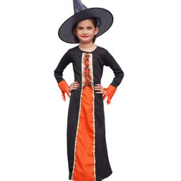 Itsmycostume Full Sleeves Halloween Witch Costume Dress - Orange-image-2