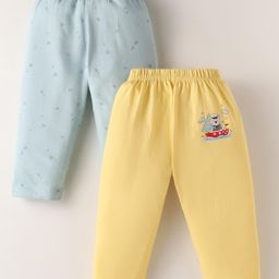 Ben Benny Interlock Knit Full Length Lounge Pants with Bear & Boat Print Pack of2 - Yellow & Blue-image-4