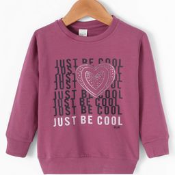 Olio Kids Lycra Knitted Full Sleeves Sweatshirt With Text Print & Sequin Detailing - Rose Gold-image-66