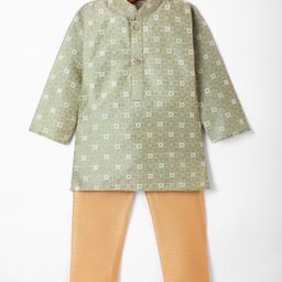 Ridokidz Cotton Full Sleeves Abstract Printed Kurta Pyjama - Liight Pista-image-8