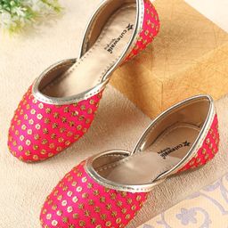 Cute Walk by Babyhug Slip On Mojaris With Sequin Embroidery - Fuchsia-image-61