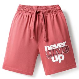 Taeko Single Jersey Knit Knee Length Text Printed Shorts - Red-image-35