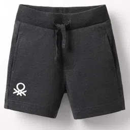 UCB Knit Knee Length Solid Shorts With Ribbed Waist - Black-picture-49