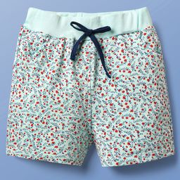 Evimo Single Jersey Knit Knee Length Shorts With Floral Print - Light Blue-image-85