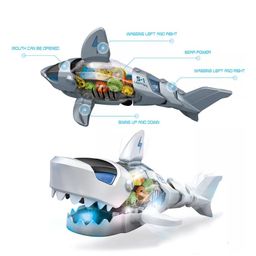 AKN TOYS Battery Operated Transparent Gear Robot Shark Car Vehicle Toy for Kids, with 3D Colorful Light & Music and Bump & go Action ( COLOR MAY VARY ) - PACK OF 1-15