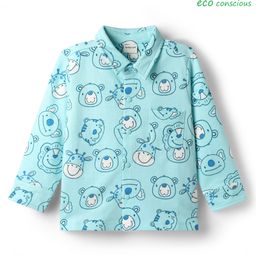 Babyoye 100% Cotton Knit Full Sleeves Shirt with Animal Print - Light Blue-picture-8