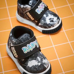 KATS Baby Text Designed Musical Velcro Closure Shoes - Black-picture-1