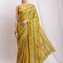 Janasya Ethnic Motifs Silk Blend Saree-image-90