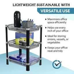 Kuber Industries Silver Toned 6 Piece 3Layer Multi-Utility Rack image 4