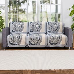 Aura Blue & Cream-Coloured Cotton Sofa Cover-image-53
