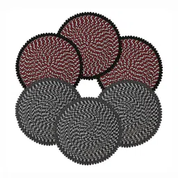 Aura 6-Pcs Red & Grey Spiral Round Doormat-8