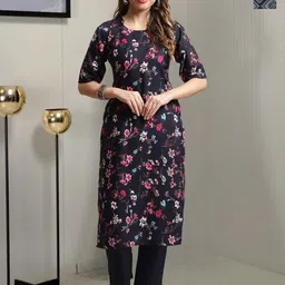 Moda Rapido Women Floral Printed Regular Kurta with Trousers-picture-6