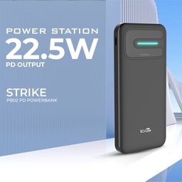 iCruze PD02 10000 mAh 22.5W fast charging Type-C output Power Bank Premium Finish, Compatible with Mobile phones & Tablets- Black image 2