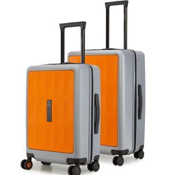 Nasher Miles Zanzibar Polycarbonate Set of 2 S/M Orange Grey Trolley Bags (55-65 cm)-25