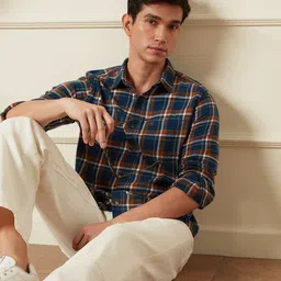 WROGN Men Comfort Spread Collar Tartan Checked Cotton Casual Shirt-image-40