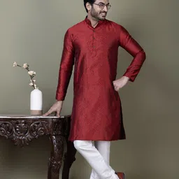 DEVOILER Men Jacquard Kurta-image-7