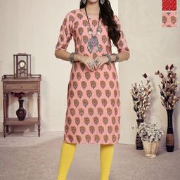 HERE&NOW Selection Of 3 Floral Printed Round Neck Straight Kurtas-image-98