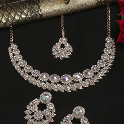Anouk Rose Gold-Plated Stone-Studded Jewellery Set-11