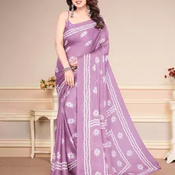 MAGNEITTA Women Batik Printed Pure Chiffon Block Print Saree-picture-1