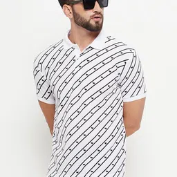 GET GOLF Men Printed Polo Collar Monochrome T-shirt-image-38