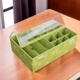 Kuber Industries Green & White Printed Set of 4 Reusable Drawer Organisers image 5