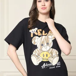 Tromko Women Graphic Printed Round Neck Cotton Relaxed Fit T-shirt-picture-38