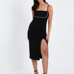 QUIZ Solid Lace-Up Shoulder Straps Scuba Bodycon Dress-picture-14