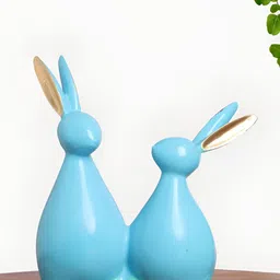 INTERNATIONAL GIFT Animal Showpiece Blue Bunny Pair Birds & Animals Figurine Showpiece-image-92