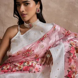 Sangria Floral Woven Design Saree With Matching Blouse Piece-image-78