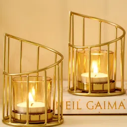 Home Centre Gold-Toned 2 Pieces Candle Holder-38