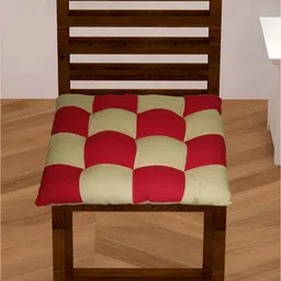 Lushomes Beige & Red Cotton Textured Chair Pads-picture-10