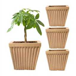 RUBOXA 4Pcs Brown Textured UV ProtectedBig Size Flower Pot-picture-19