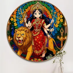 Myntra Elegant Homes Red & Blue 1 Piece Wood Religious Wall Paintings-picture-31