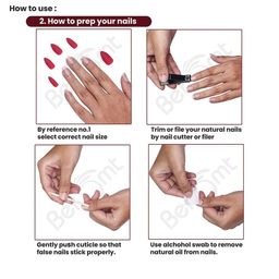 BEROMT Set Of 16 Salon Finish Press On Nail Tip With Application Kit - BFN527CN image 5