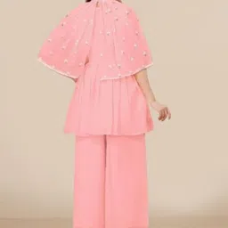 PARROT CREATION Women Embroidered Regular Sequinned Kurti with Sharara & With Dupatta image 4